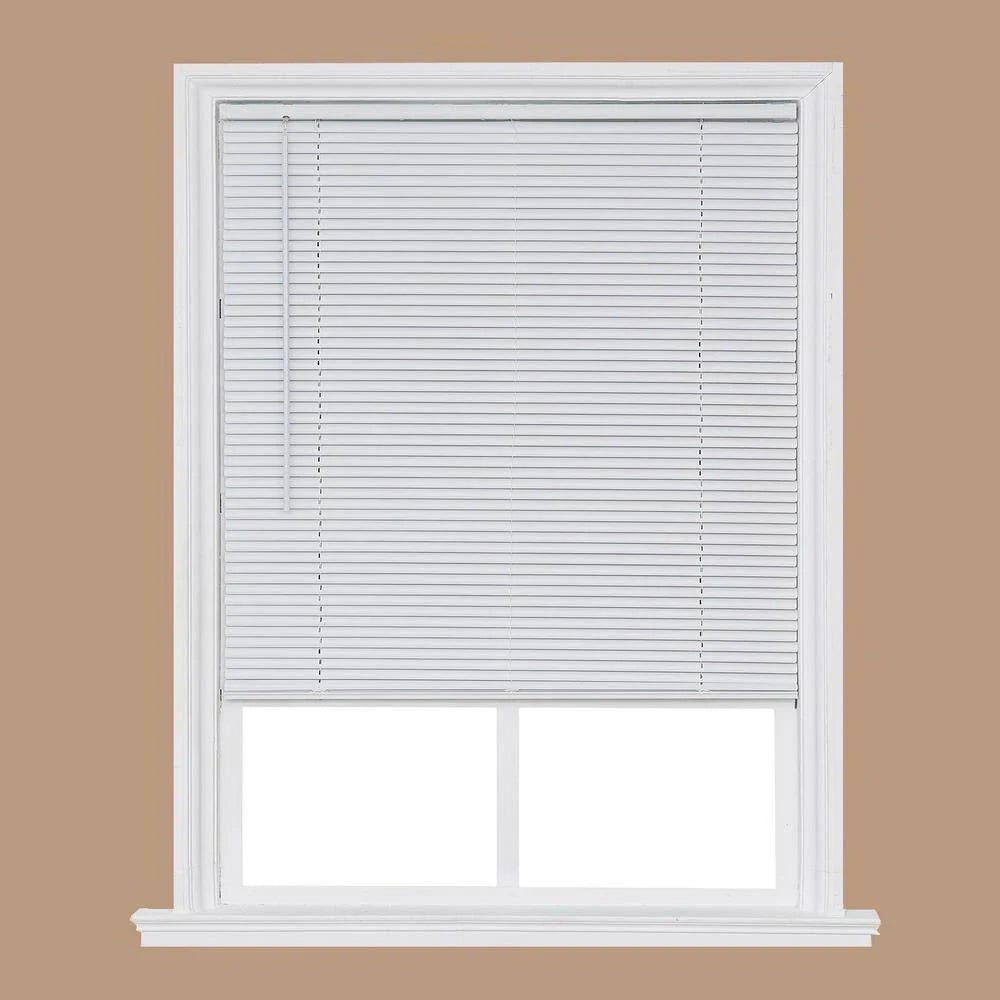 White Cordless Room Darkening Vinyl Mini Blind 62 in. W x 64 in. L R232460