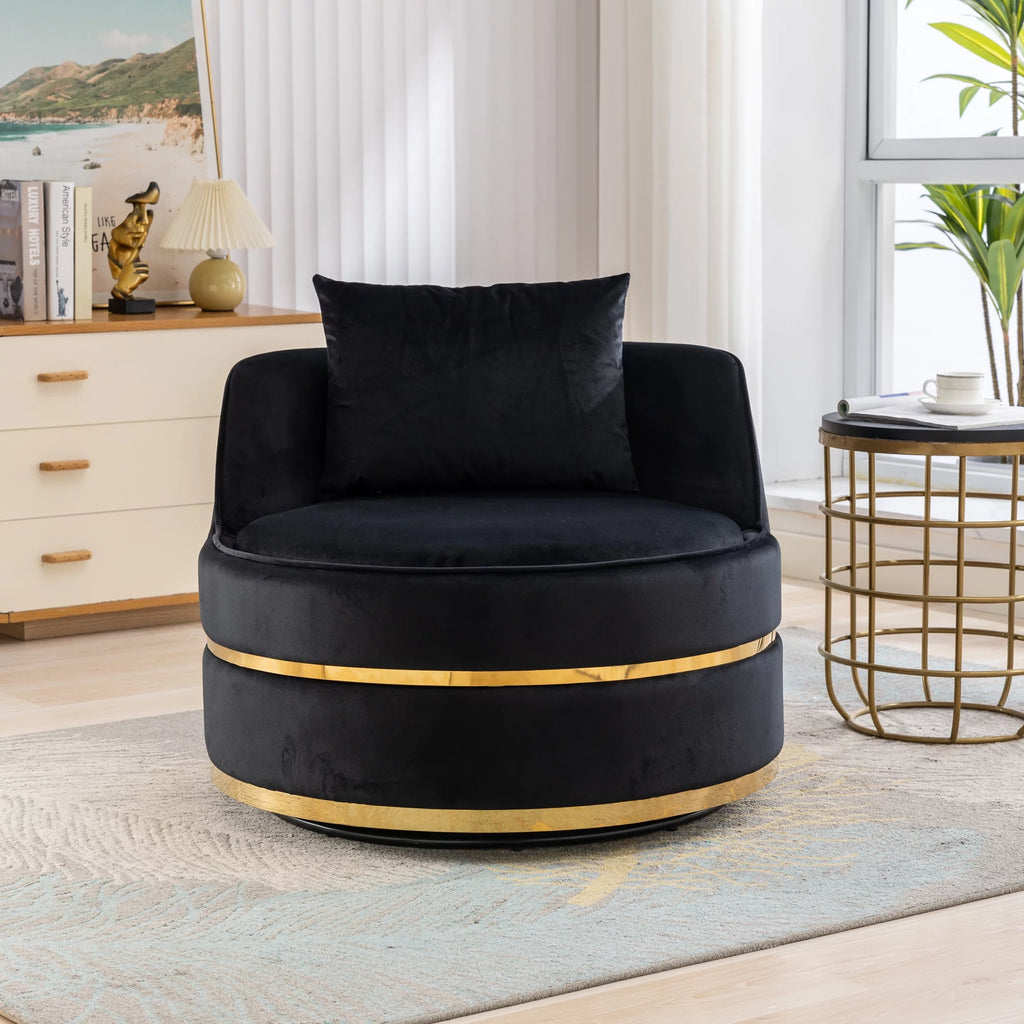 Black Velvet Swivel Barrel Chair O66248