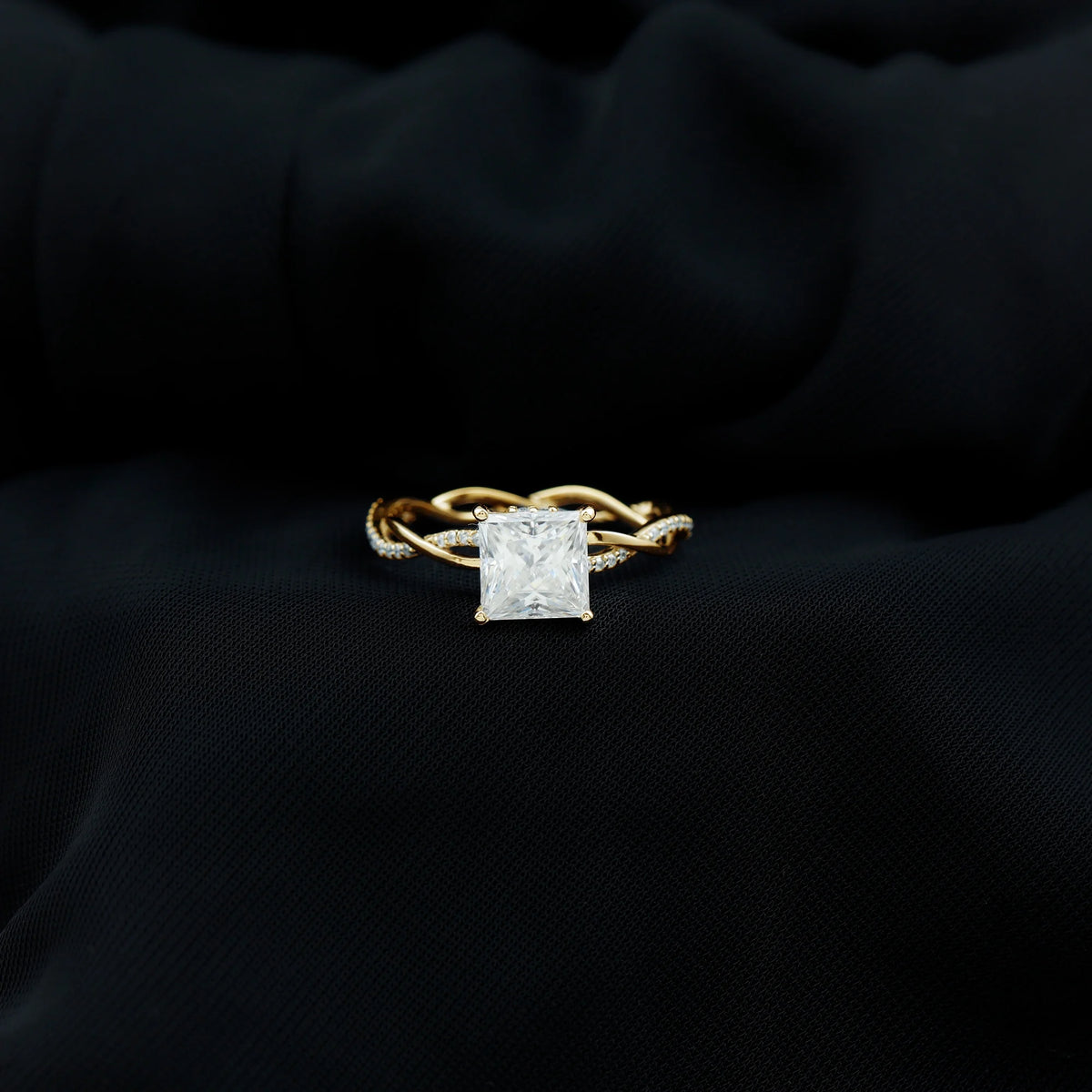 10K Yellow Gold Princess Cut Moissanite Engagement Ring B96579