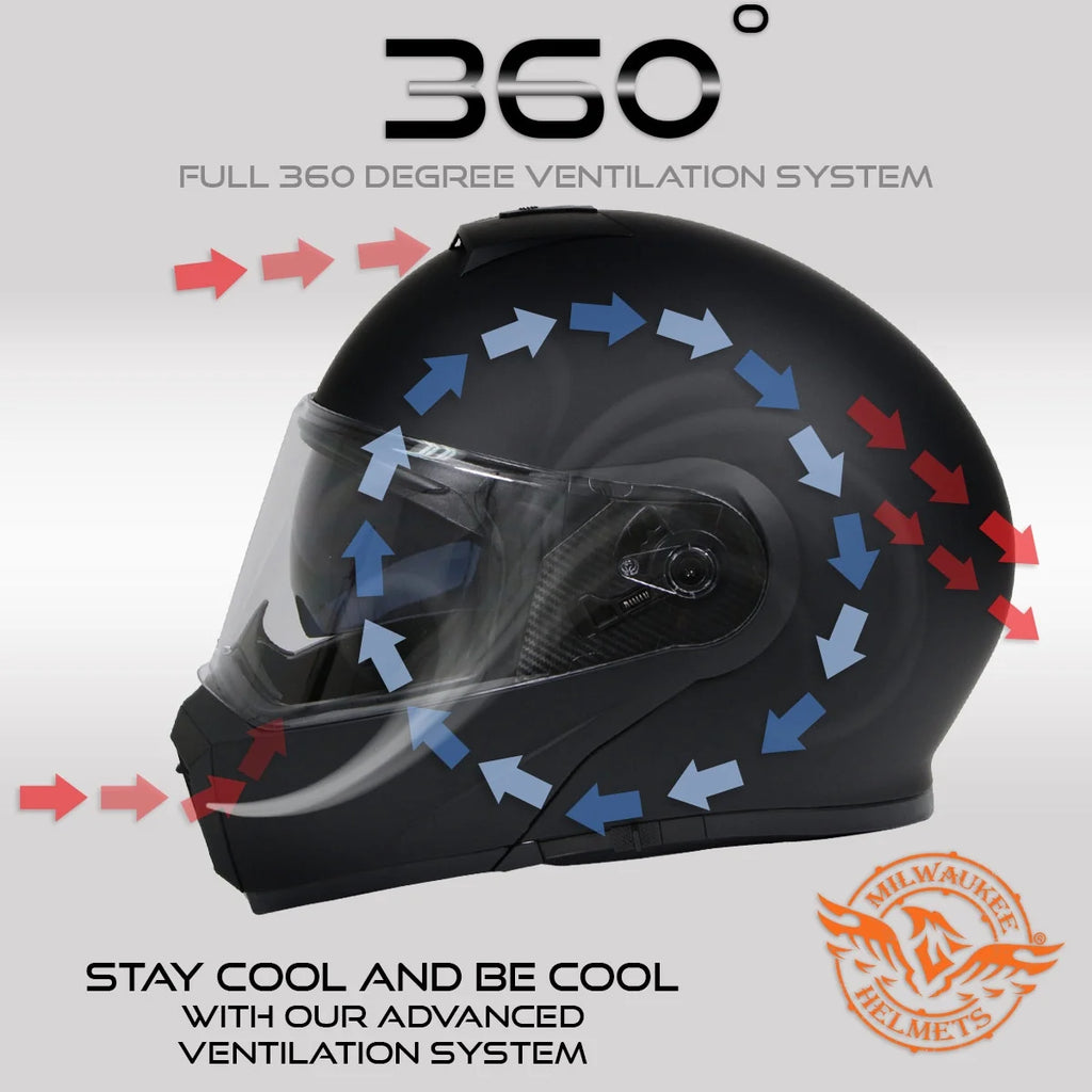 Flat Black Motorcycle Modular Helmet with Drop Down Visor T608282