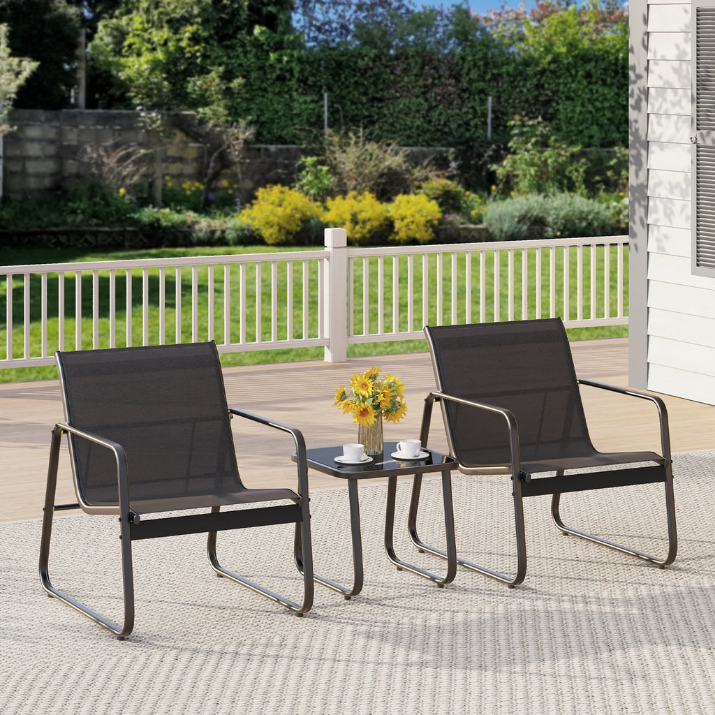 Patio Chairs Set with Glass Coffee Table and Gray Cushion K568994