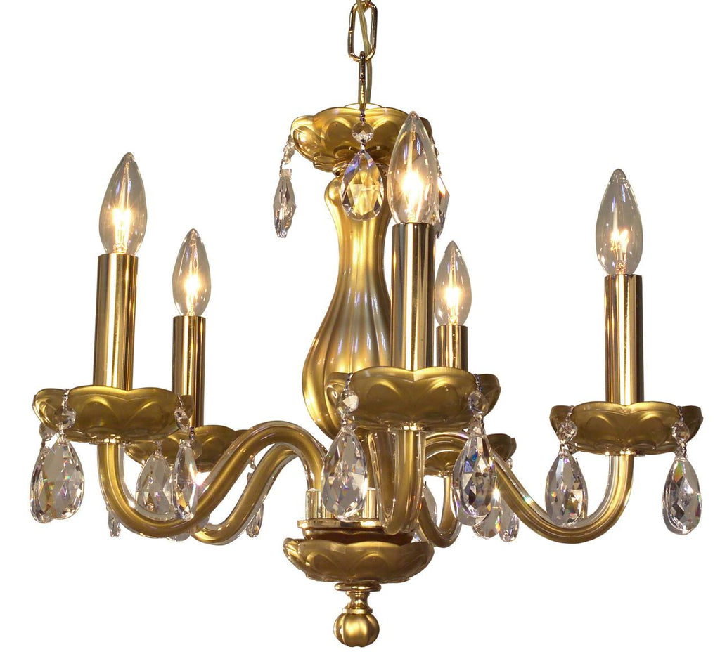 Gold Painted 5 Light Chandelier with Crystal R28285