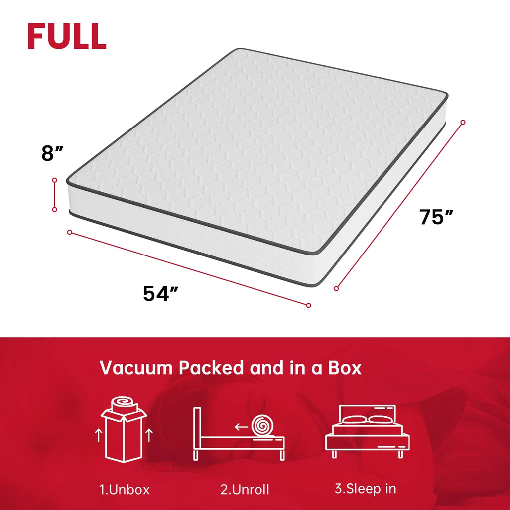 8 Inch Medium Firm Spring Full Size Mattress T6999