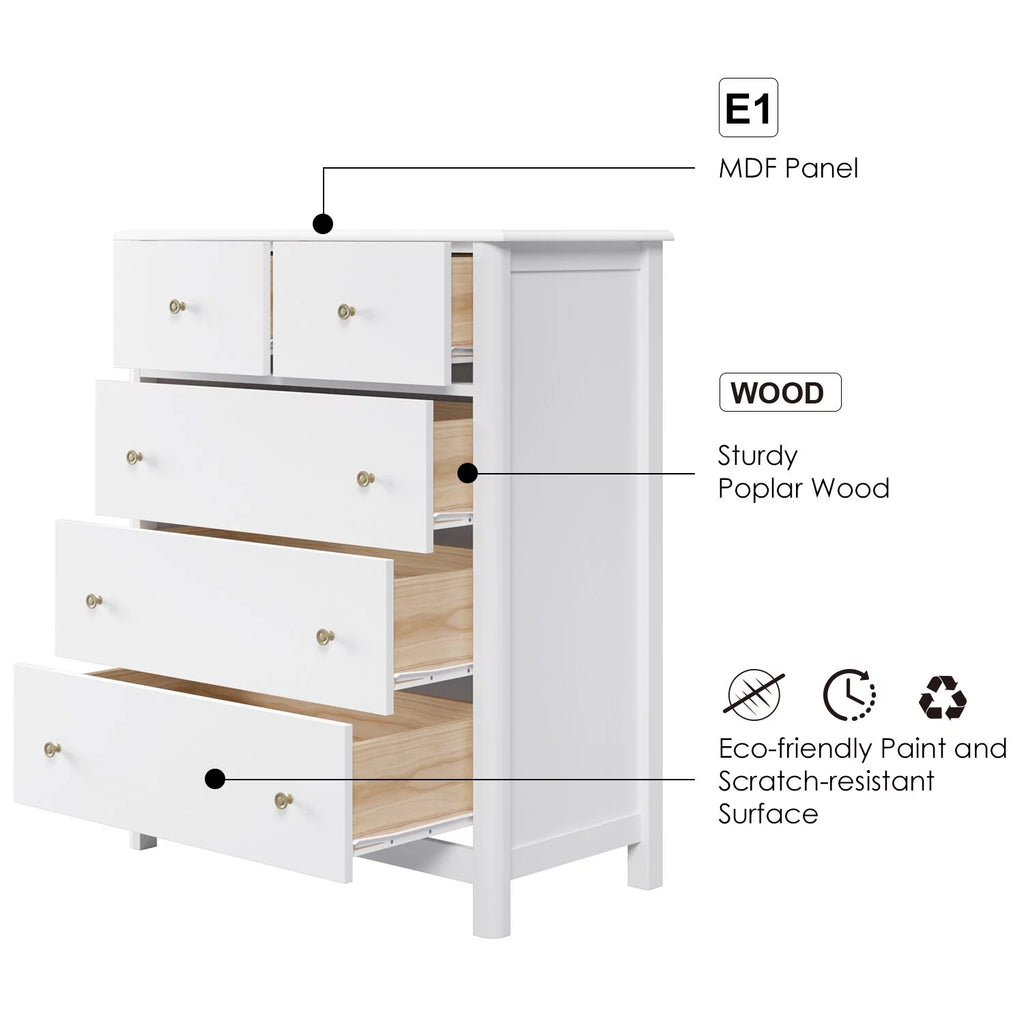 White 5 Drawer Kids Dresser O648