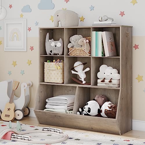 Kids Bookshelf, 8 Cubicles, Rustic Brown O91987