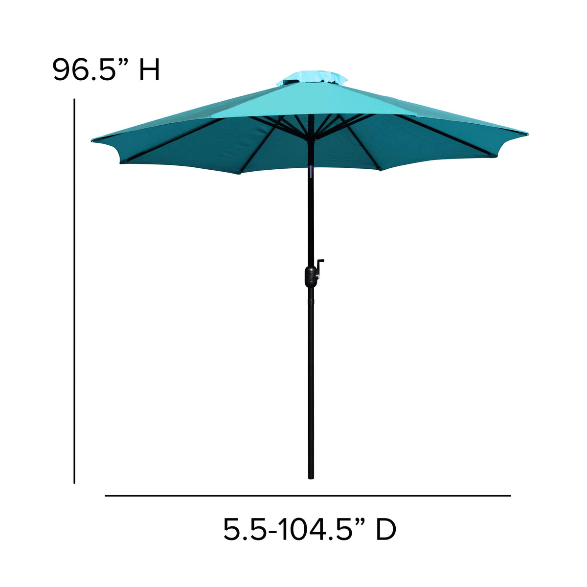 3 Piece Outdoor Patio Table Set with Teal Umbrella and Base M2435