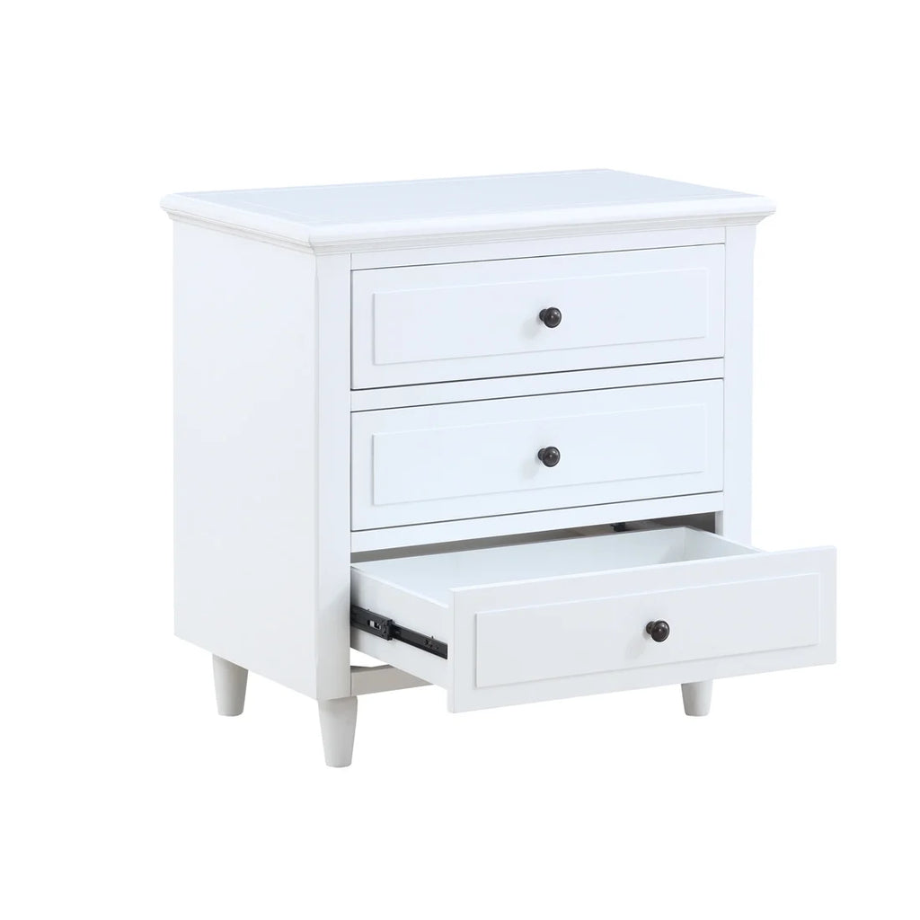 White 3 Drawer Solid Wood Nightstand M462610