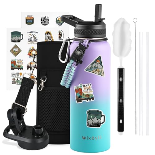 64 oz Insulated Stainless Steel Water Bottle with Straw H453438