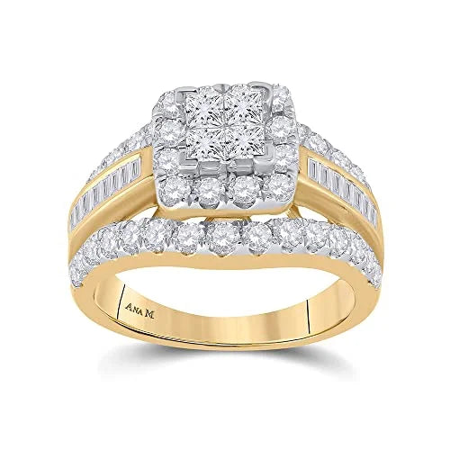 14kt Yellow Gold Princess Diamond Cluster Ring Size 6 K1388
