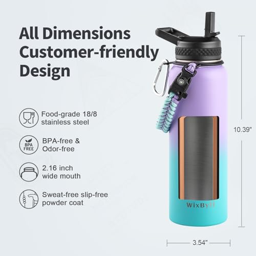 64 oz Insulated Stainless Steel Water Bottle with Straw H453438