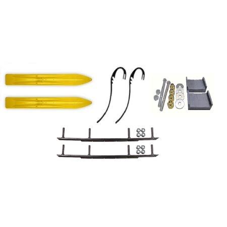 Yellow Trail 6 inch Snowmobile Skis with 10 inch Round Bars Complete Kit H47685