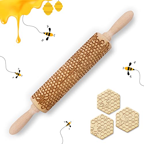 Wooden Embossed Rolling Pin G9497
