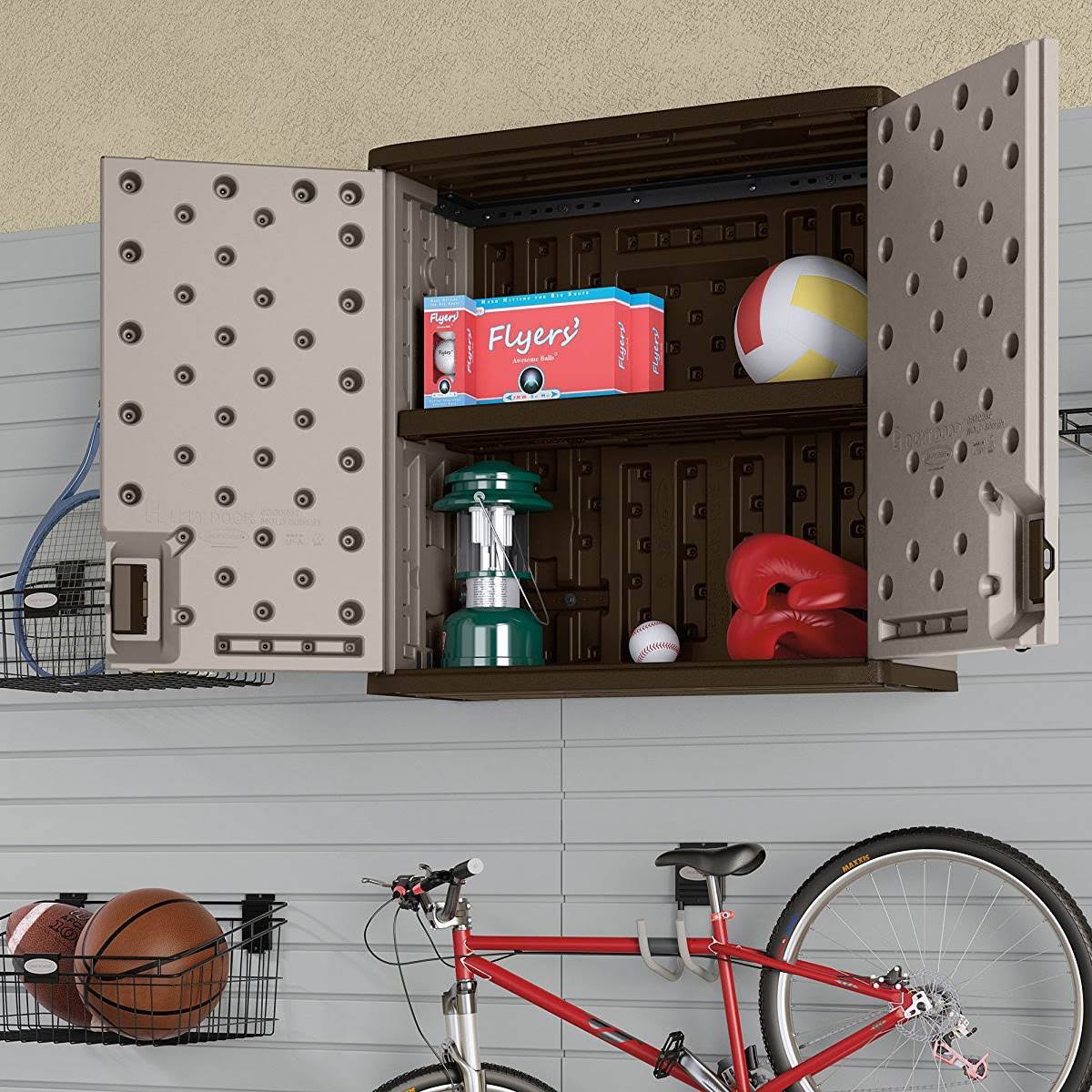 4 Cubic Feet Resin Single Shelf Garage Wall Storage Cabinet (2 Pack) J8909