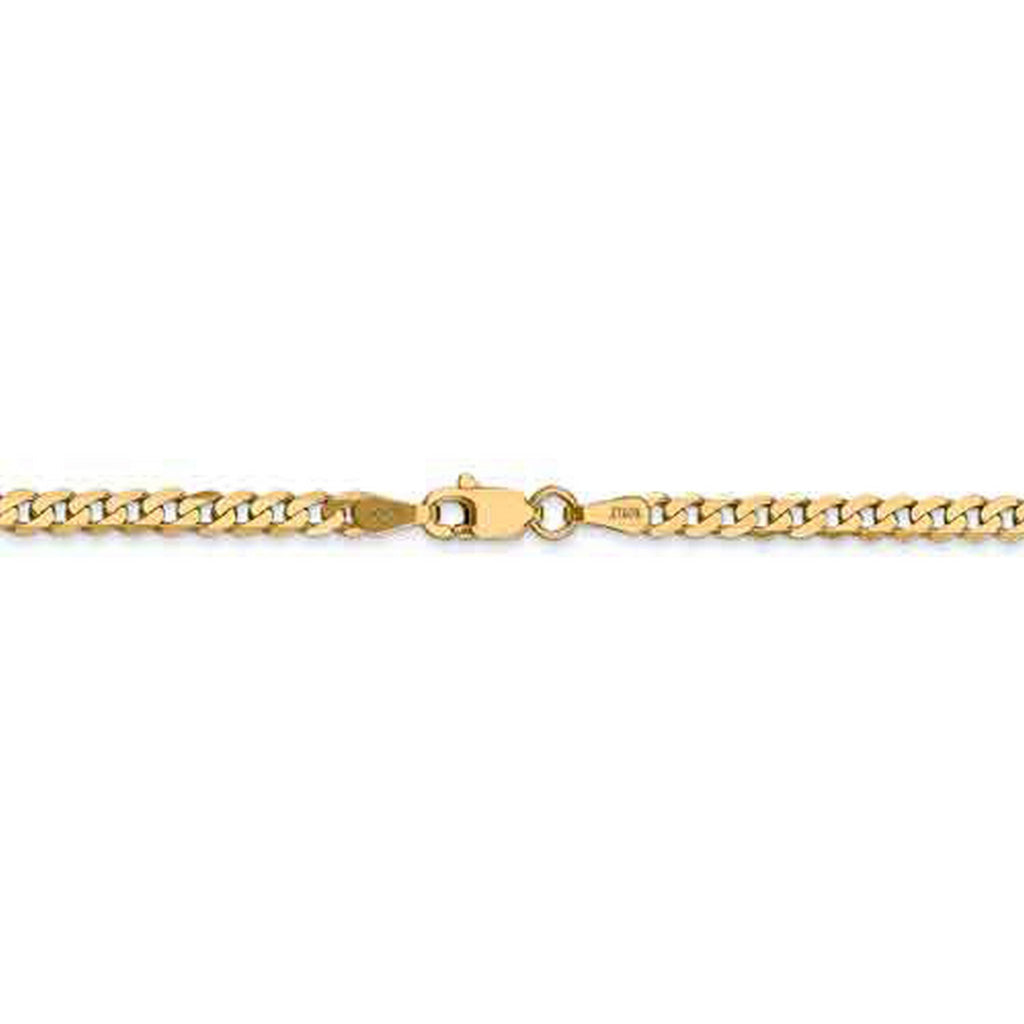 14k Yellow Gold Flat Beveled Curb Chain Necklace E6463