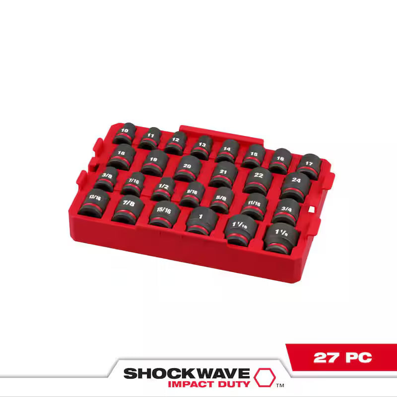 1/2 in. Drive Metric and SAE Impact Socket Set (27-Piece) H224848