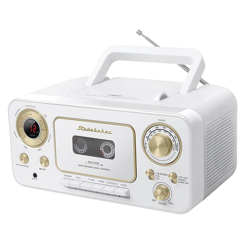 Portable Stereo CD Player with AM/FM Radio and Cassette Player Recorder Teal Silver F45512