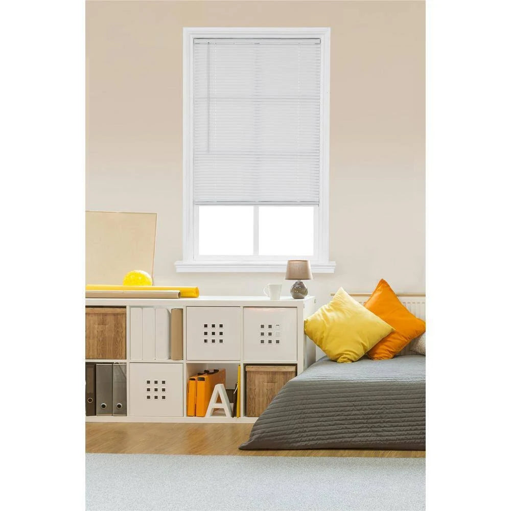 White Cordless Room Darkening Vinyl Mini Blind 62 in. W x 64 in. L R232460