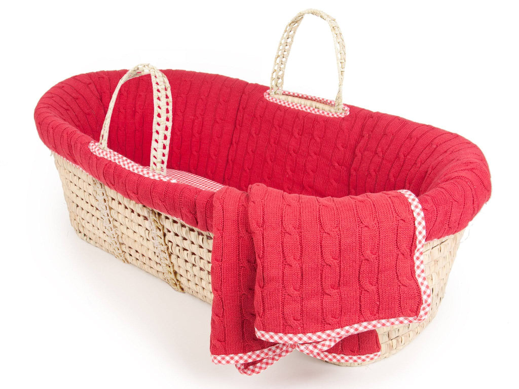 Cable Knit Moses Basket and Bedding Set K401
