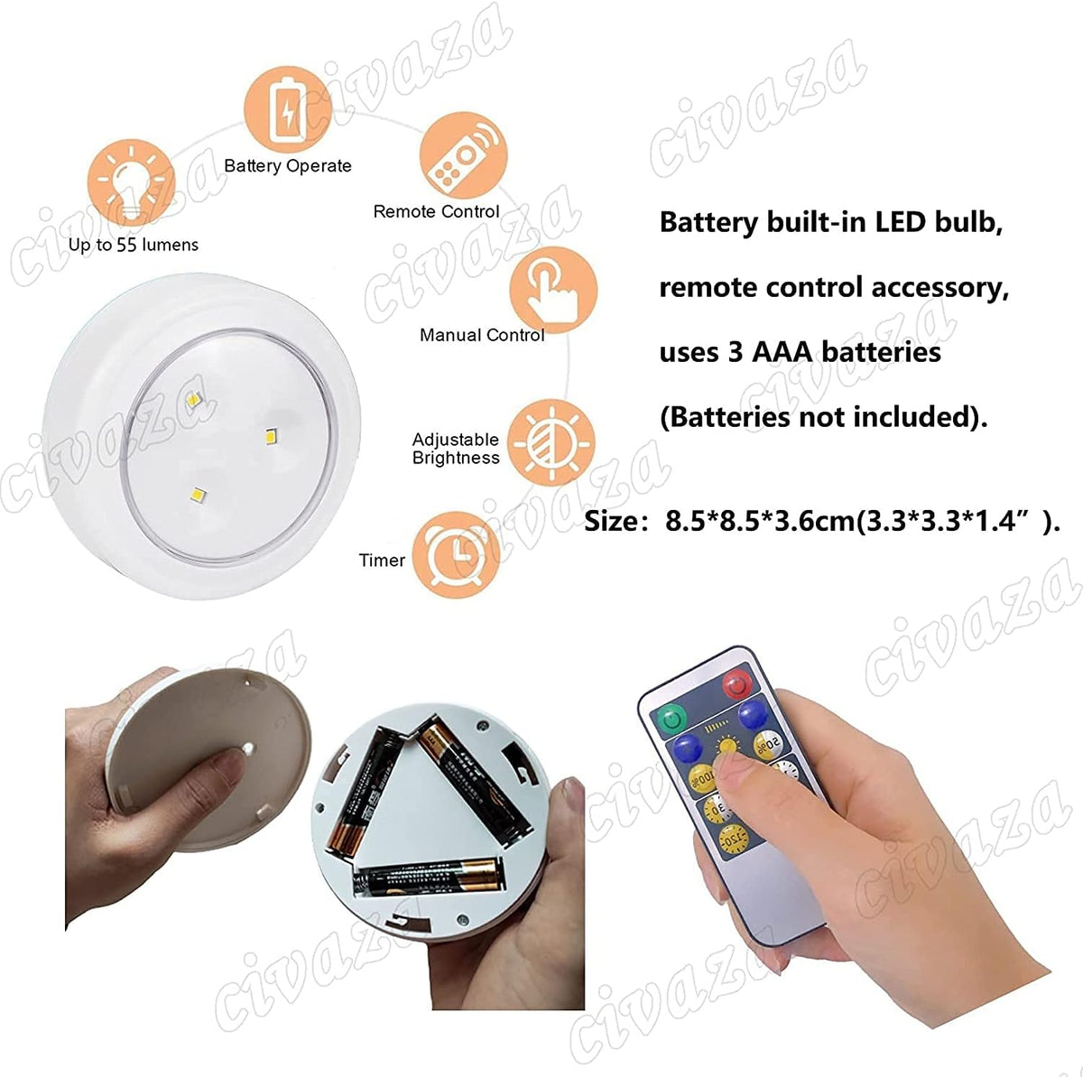 Battery Operated Non Hardwired Wall Light Fixtures Set of Two K53867