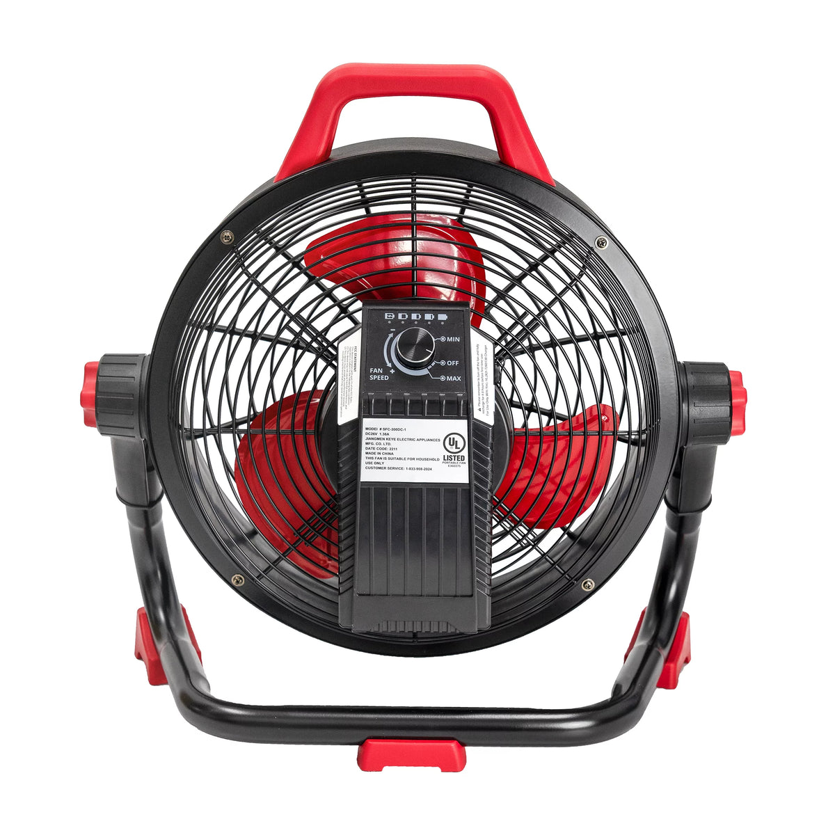 12 inch Rechargeable Battery Powered Floor Fan Black J848