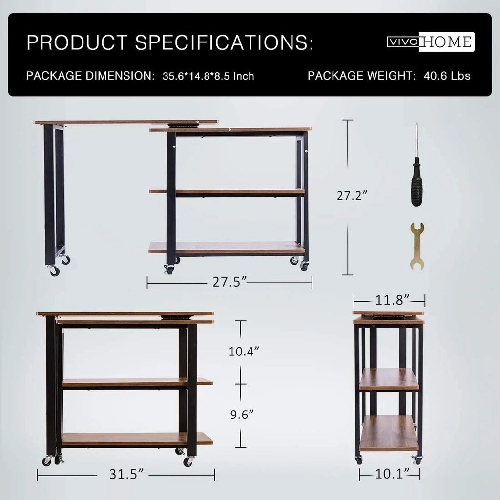 Sofa Side Table with 2 Tiers Storage Shelves Y642