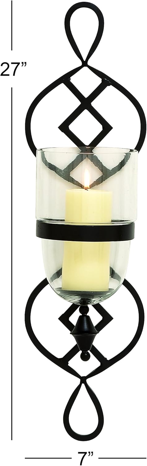Metal Glass Candle Sconce, 7 by 27-Inch J973901