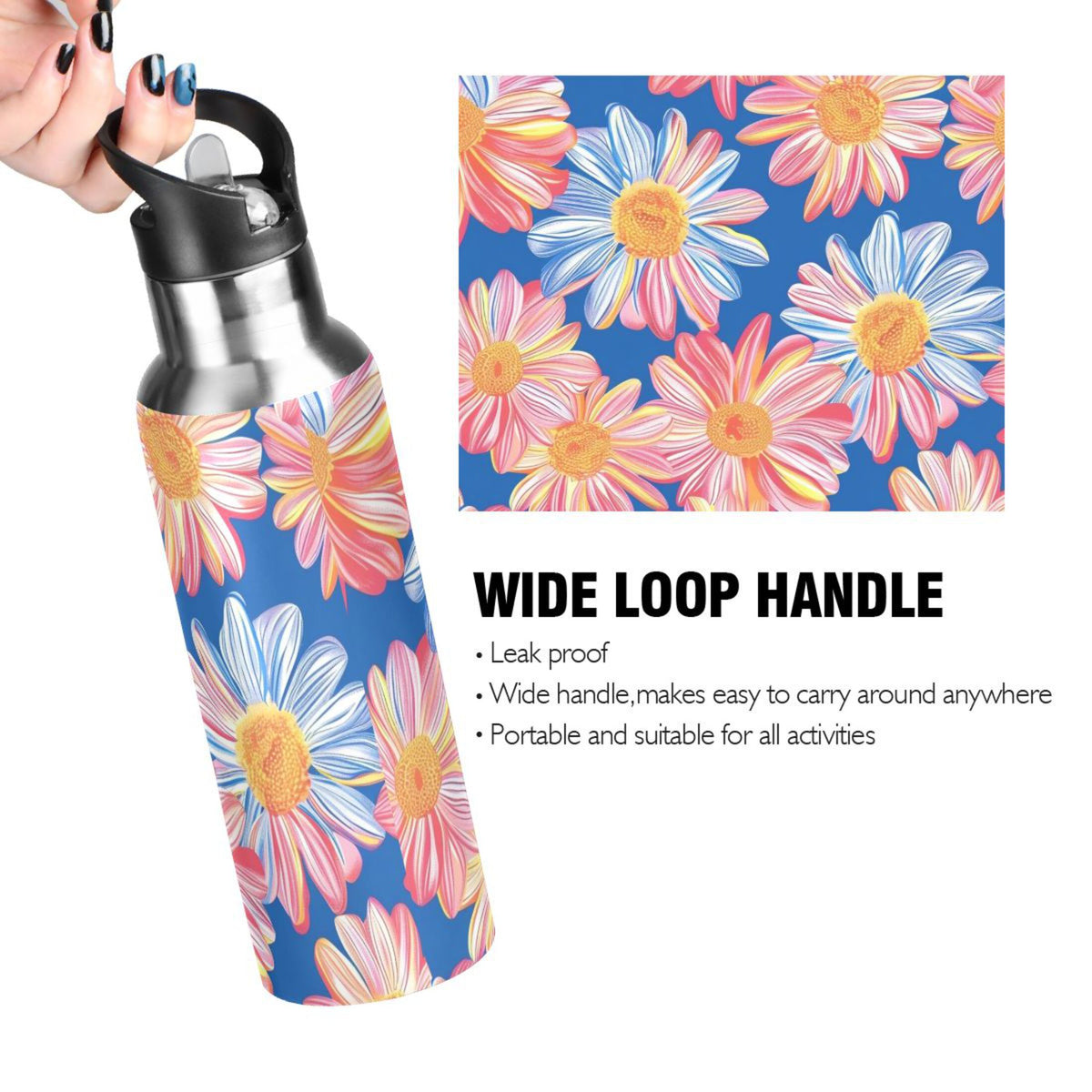 20 oz Insulated Stainless Steel Water Bottle with Straw Lid S30915