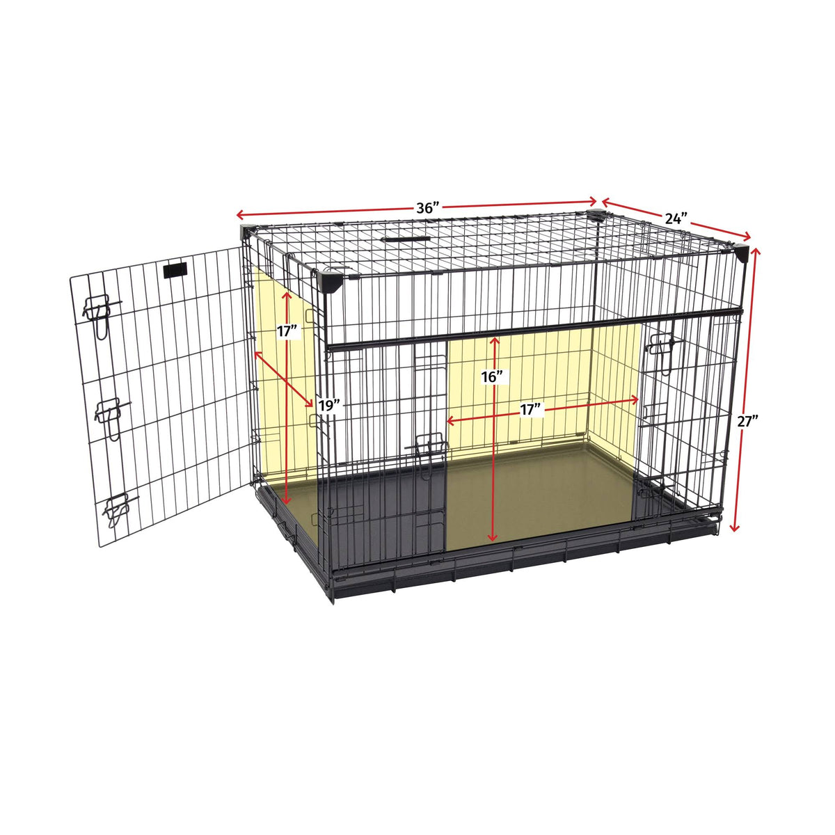 36 inch Sliding Double Door Wire Dog Crate Q344