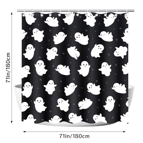 4Pcs Christmas Shower Curtain Set with Non-Slip Rugs, Toilet Lid Cover and Bath Mat G122345