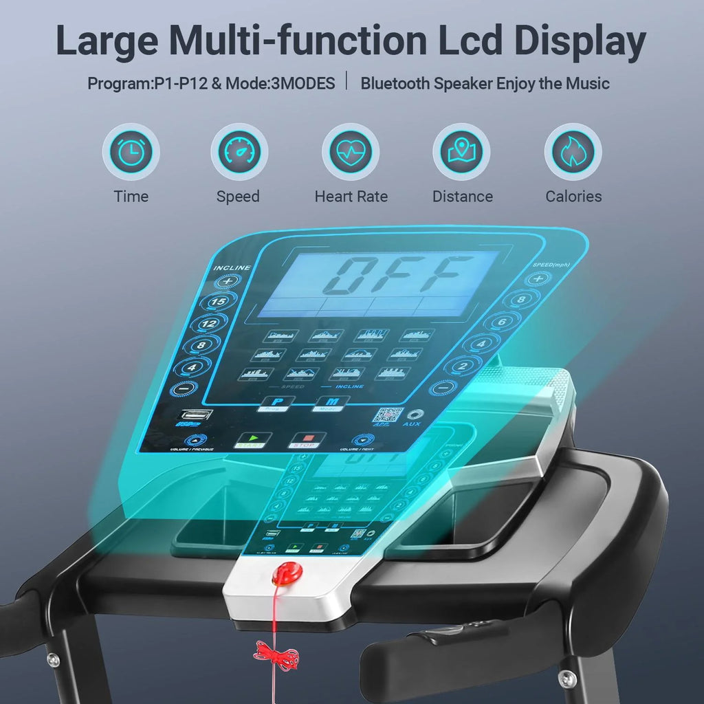 Auto Incline Treadmill with Bluetooth Speaker and LCD Display R695