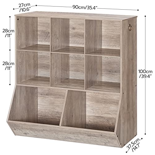 Kids Bookshelf, 8 Cubicles, Rustic Brown O91987