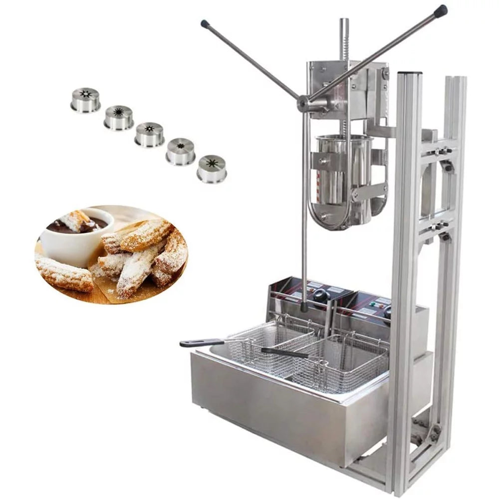 5L Vertical Churros Machine with 12L Deep Fryer 220V 5KW X5581