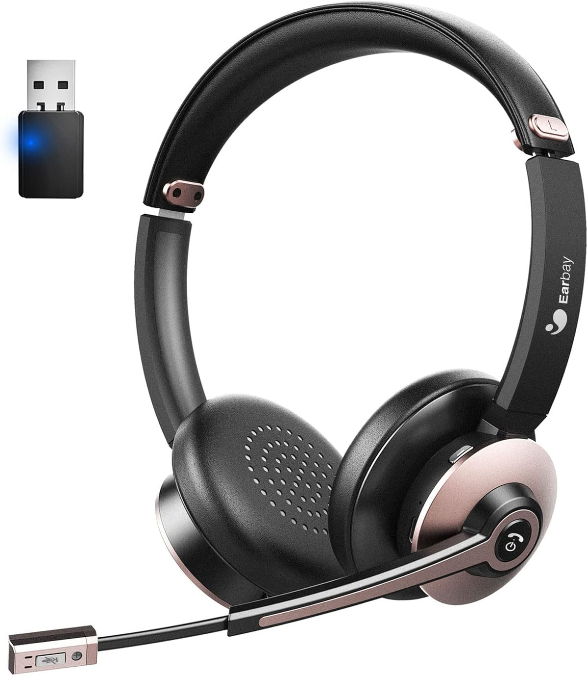 Wireless Bluetooth 5.0 On-Ear Headset with Microphone and USB Dongle, Pack of 2 I9430