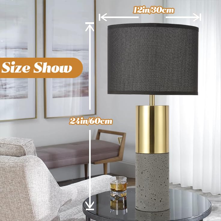 24" Tall Black Gold Set of 2 Concrete Touch Control Table Lamps L969893