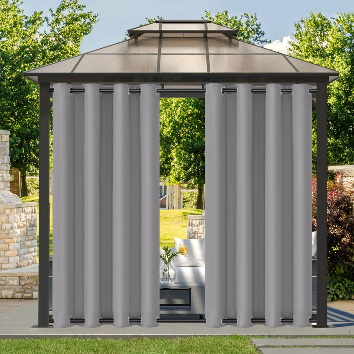 Waterproof 52 x 84 Inch Blackout Outdoor Curtain 1 Panel Gray F519