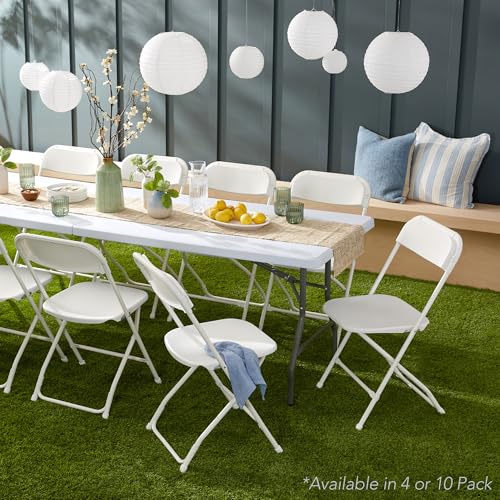Set of 10 Black Plastic Folding Chairs with Non-Slip Feet K37920