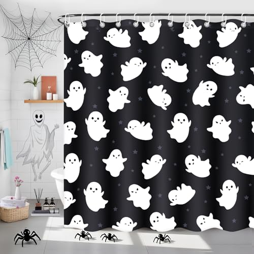 4Pcs Christmas Shower Curtain Set with Non-Slip Rugs, Toilet Lid Cover and Bath Mat G122345