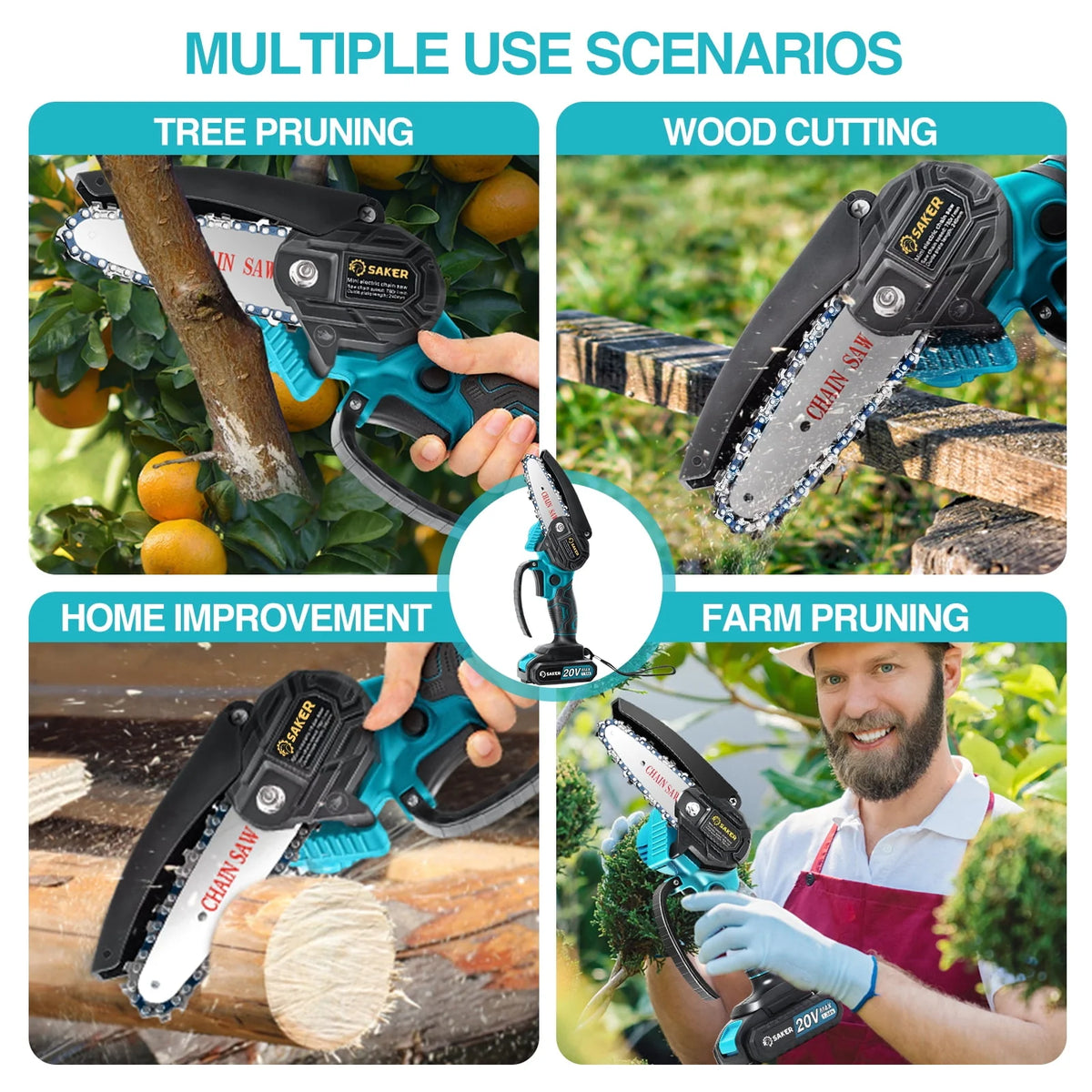 4 Inch Mini Cordless Electric Chainsaw with 2 Batteries R600552
