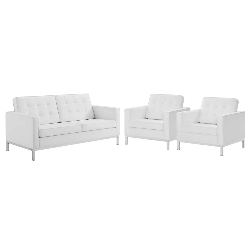 3 Piece Tufted Upholstered Faux Leather Set F671137