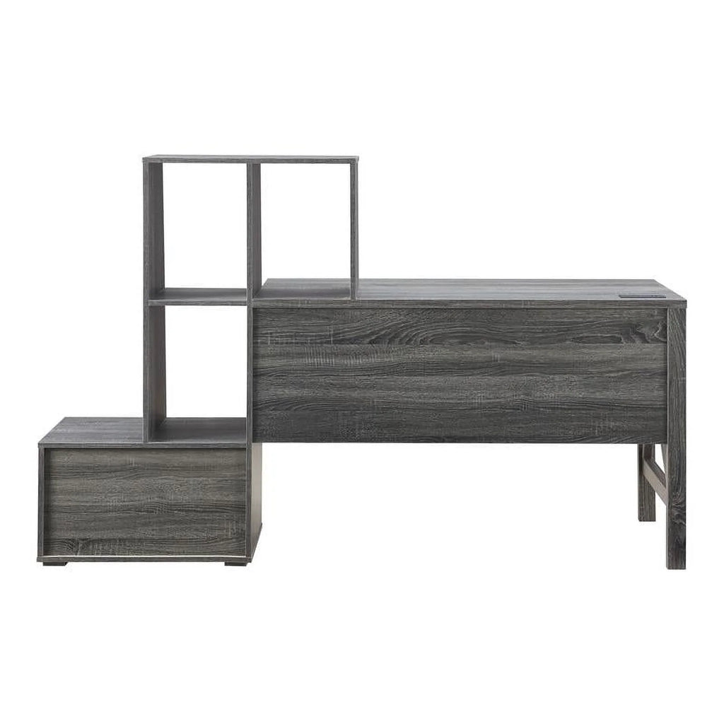 Wood Multi-Storage Desk in Distressed Gray Z588
