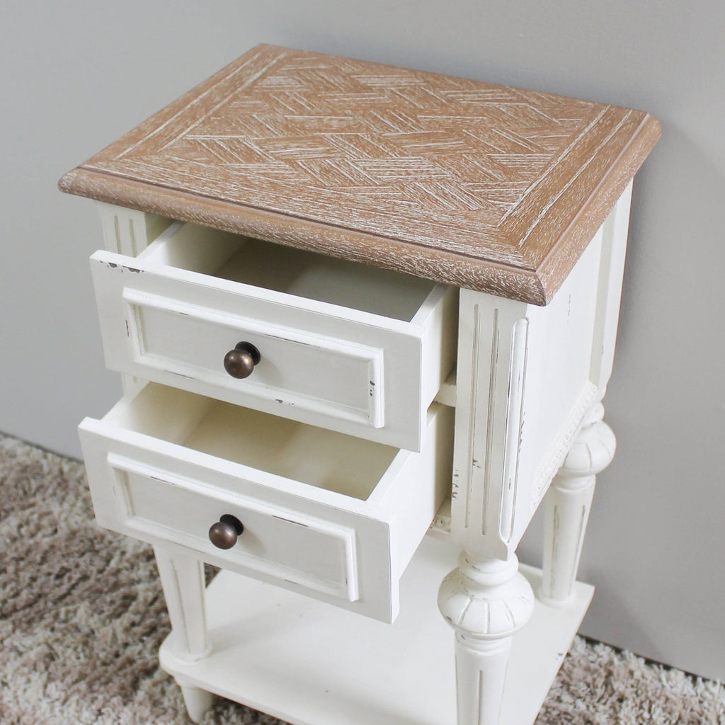 Oak Veneer Two-Drawer Side Table B873