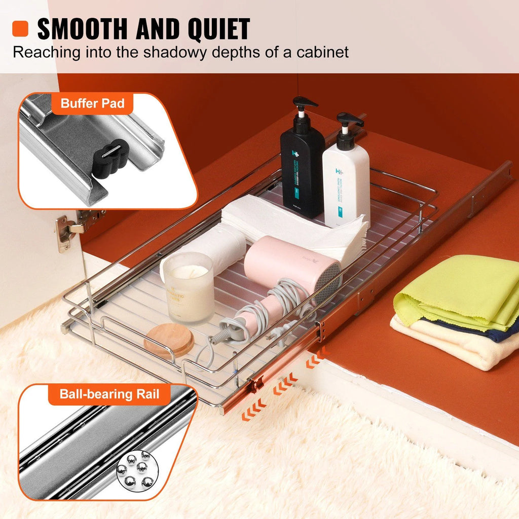 Chrome Steel Pull Out Cabinet Organizer O9639