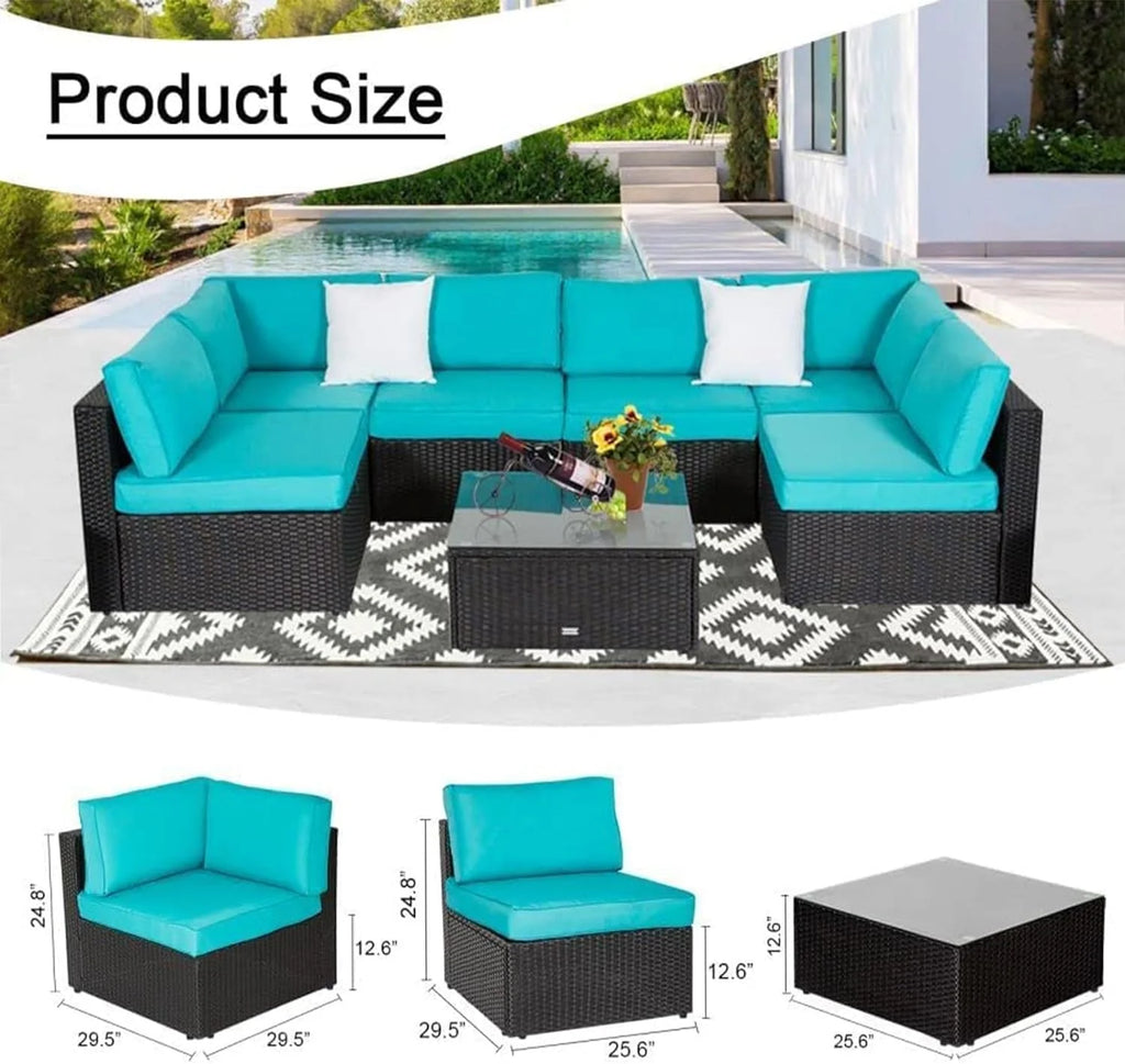 7 Pc Wicker Rattan Patio Furniture Set G72716