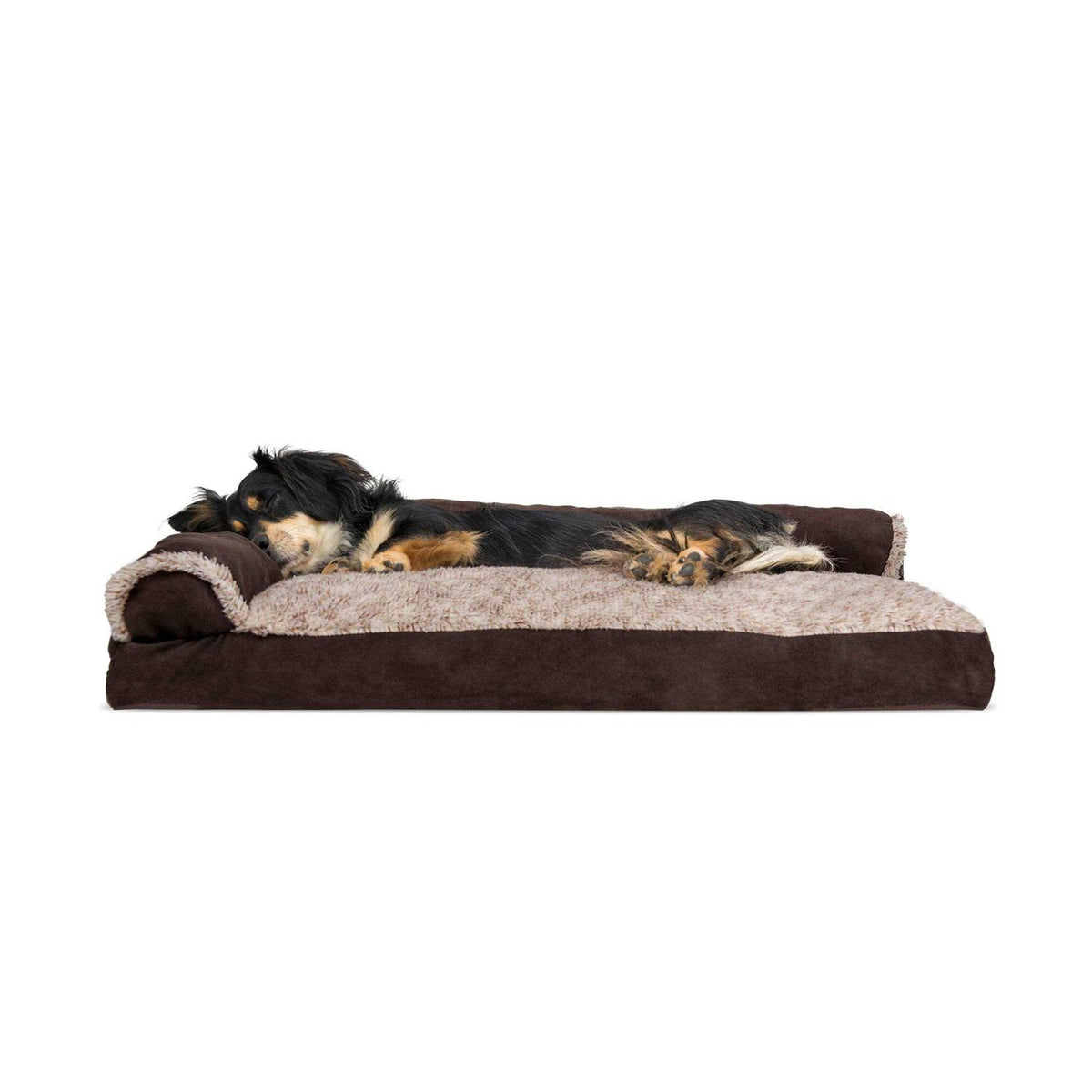 Two-Tone Faux Fur Suede Chaise Lounge Dog Bed T3475