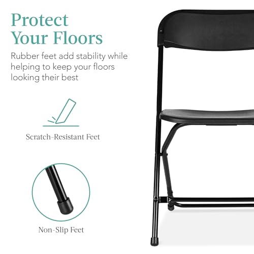 Set of 10 Black Plastic Folding Chairs with Non-Slip Feet K37920
