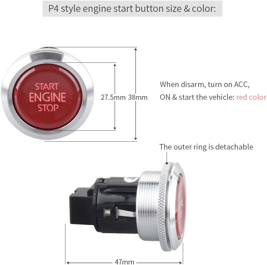 Smart Key PKE Car Alarm with Push Engine Start Button DC12V Q36622