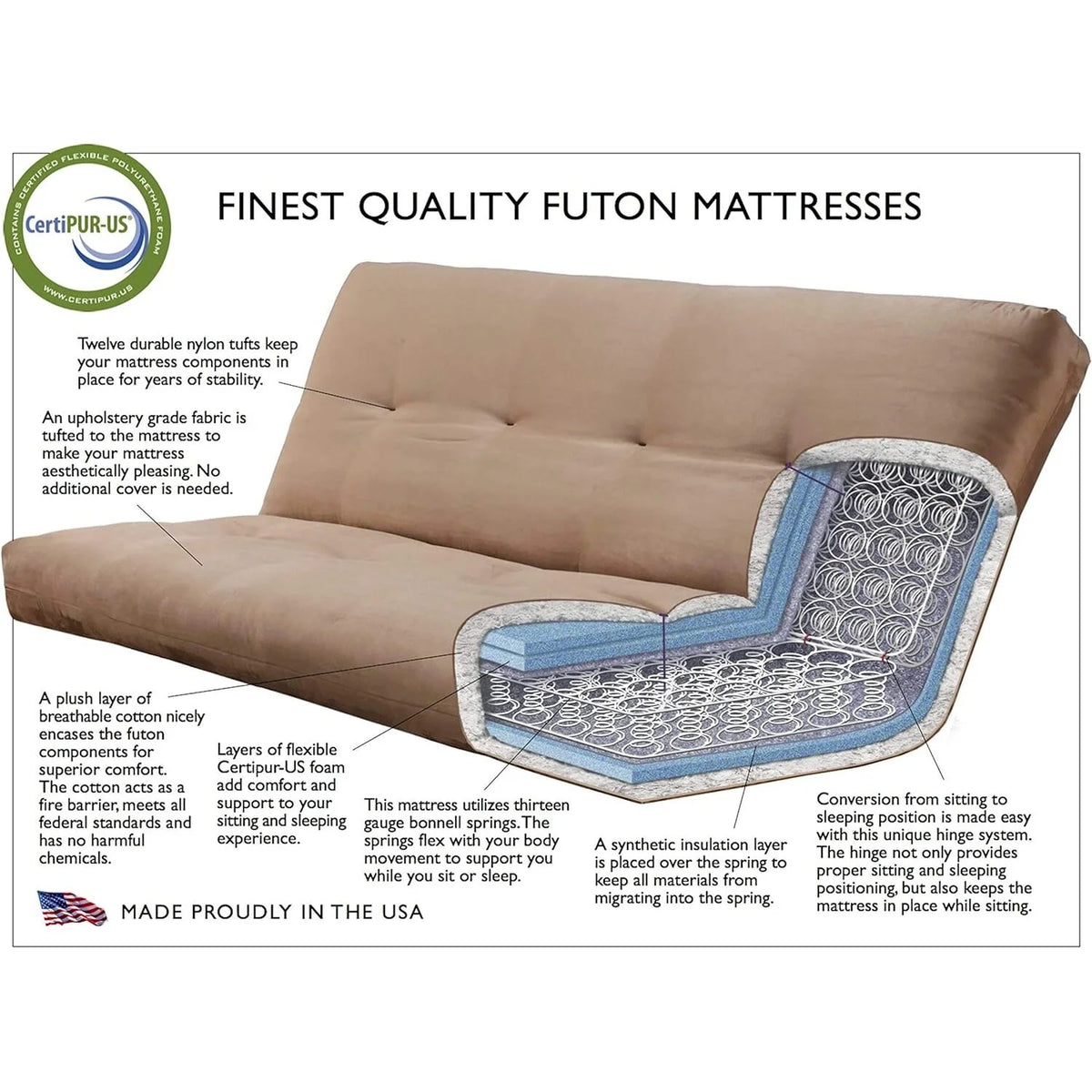 Black Futon Frame with Aqua Linen Mattress J644