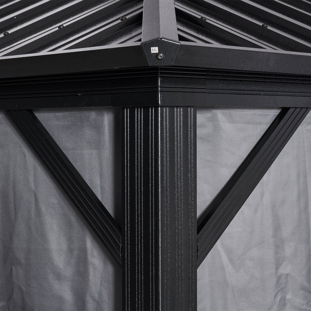 12x20 Galvanized Steel Hardtop Gazebo with Netting and Curtains G478362