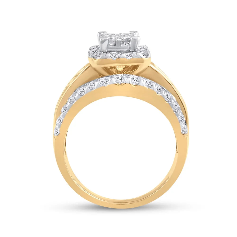 14kt Yellow Gold Princess Diamond Cluster Ring Size 6 K1388