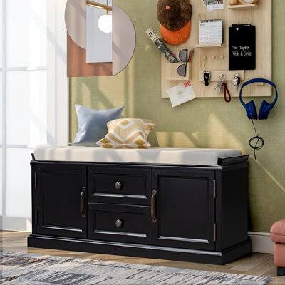 Black Cabinet Storage Bench K30461